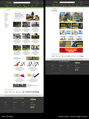 Tweeks Cycles - Section Page Redesign Concept